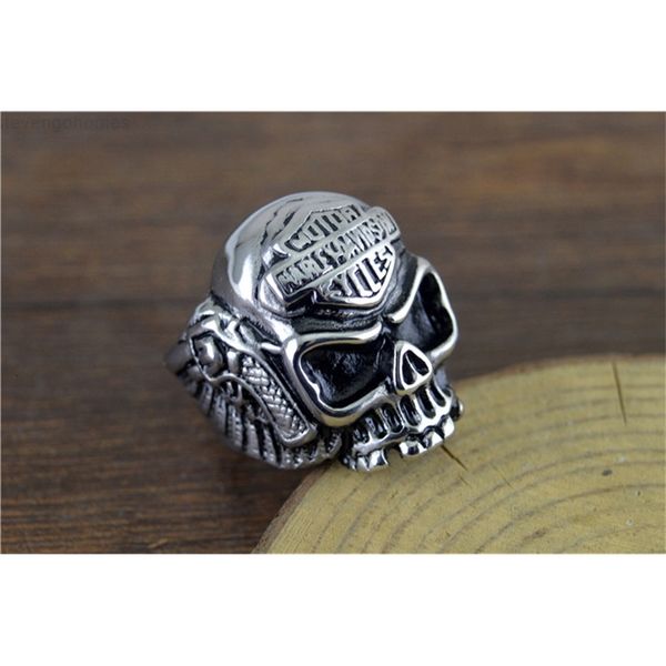 

jewelry 2019 europe and the united states retro 316 stainless steel men's personality skull ring, Golden;silver