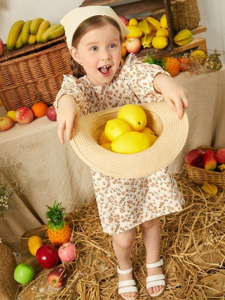 

toddler girls ditsy floral print pom dress she, Red;yellow