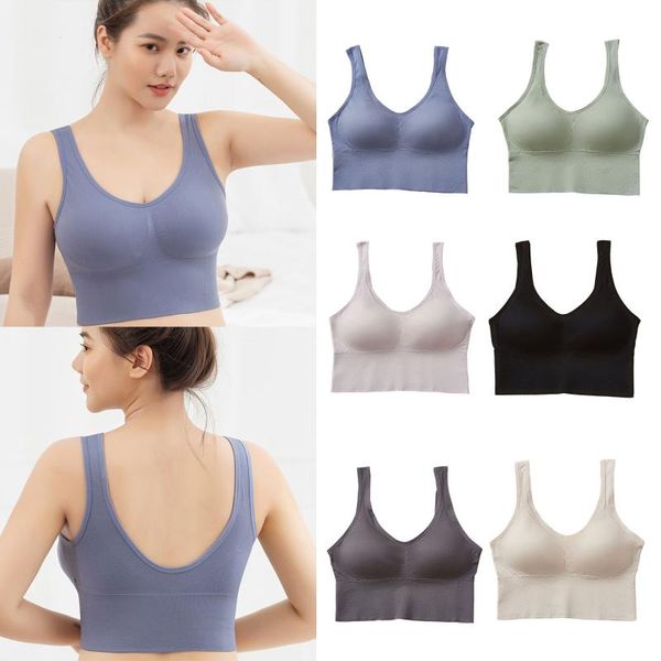 

gym clothing women sports bras yoga fitness stretch workout tank seamless single layer vest running sport sportswear sleep underwear, White;black