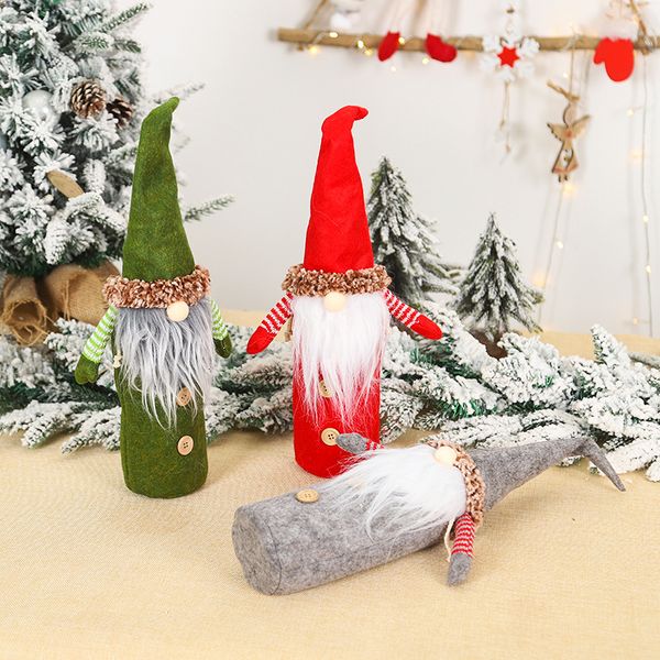 

santa claus christmas decoration wine bottle cover gift bag hold xmas dinner ornament table party home wedding decor 63222