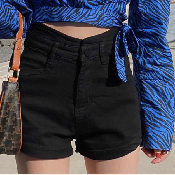 

women washed cotton worn-out casual wide leg denim shorts, Blue