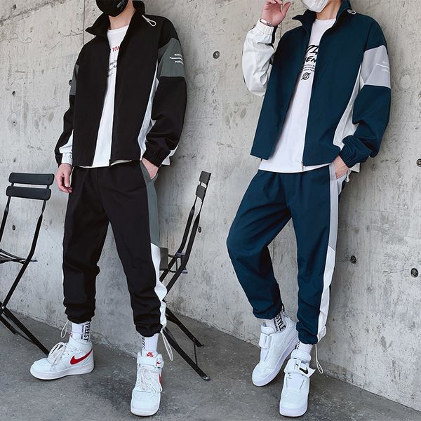 

2020 new men's tracksuit man two piece set sweatsuit overalls leisure suit hooded jackets and hip hop harlan pants