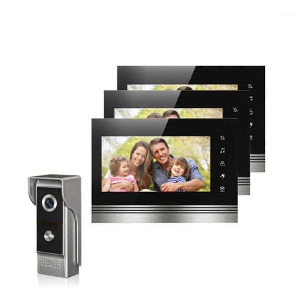 

wired video door phone intercom doorbell system 7'' tft-lcd monitor screen with ir coms outdoor camera video door bell1