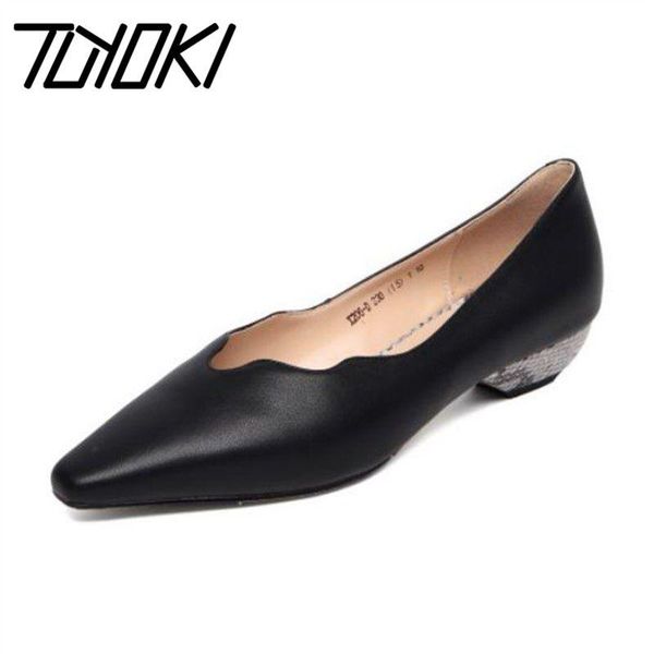 

tuyoki women snakeskin pattern real leather pumps shallow pointed toe fashion office shoes woman spring party pumps size 33-40, Black