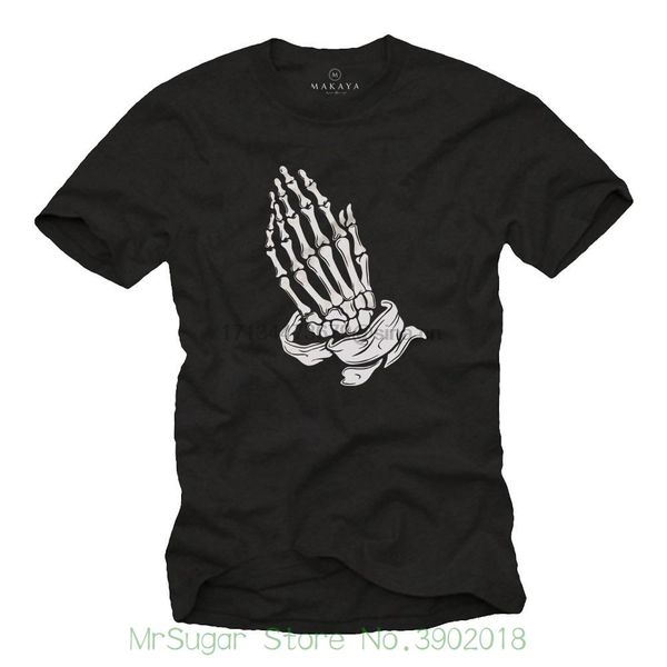 

rock musik skull t-shirt mit praying hands - gothic m nner biker shirt sleeve harajuku sport hooded sweatshirt hoodie