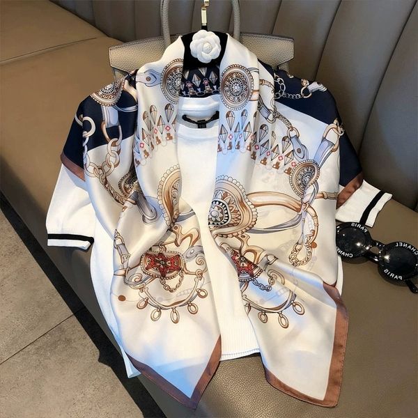 

silk and small scarves for women in winter, Blue;gray