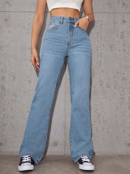 

high waist wide leg jeans q7kc#, Blue