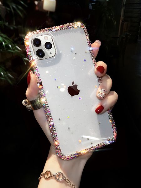 

iphone12 /12pro mobile phone case female transparent glitter iphone11 all-inclusive creative rhinestone xsmax silicone pro case applicable