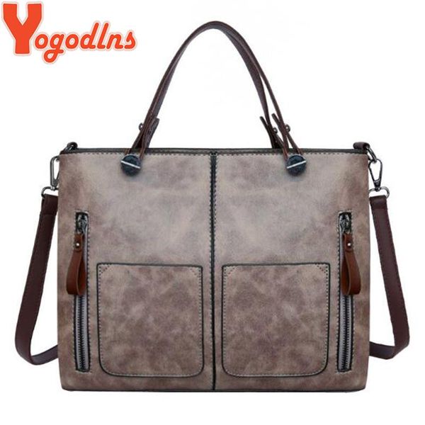 

yogodlns vintage leather shoulder bag for women pu leather female handbag large capacity crossbody bag casual lady purse bolso