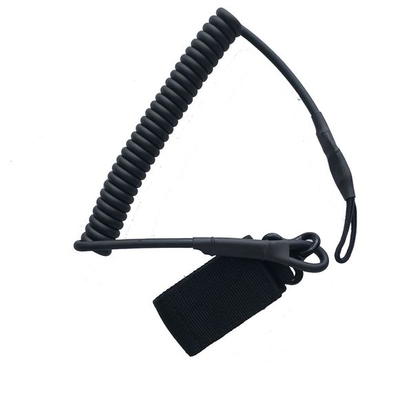 

tactical elastic pistol lanyard sling handgun secure sprin retention rope anti-lost keychain gear hunting accessories