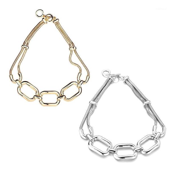 

chokers geometric necklaces circle simple vintage punk women chain boho gold color hip hop fashion choker necklace jewelry wholesale1, Golden;silver