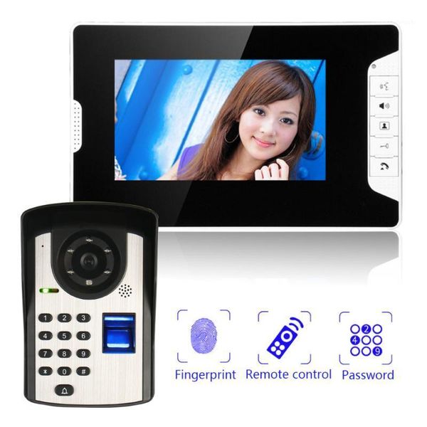 

video door phones 7" doorbell camera wired intercom system fingerprint rainproof ir night vision camera1