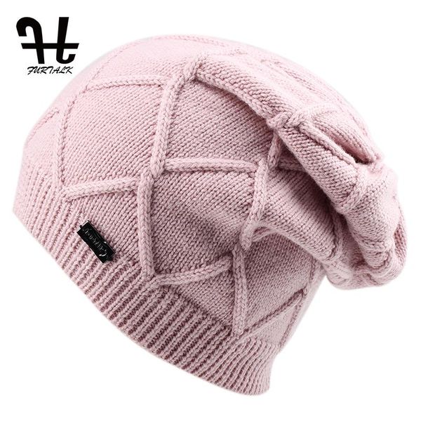 

furtalk wool cashmere autumn winter women hat knit skullies beanies hats for girls female, Blue;gray