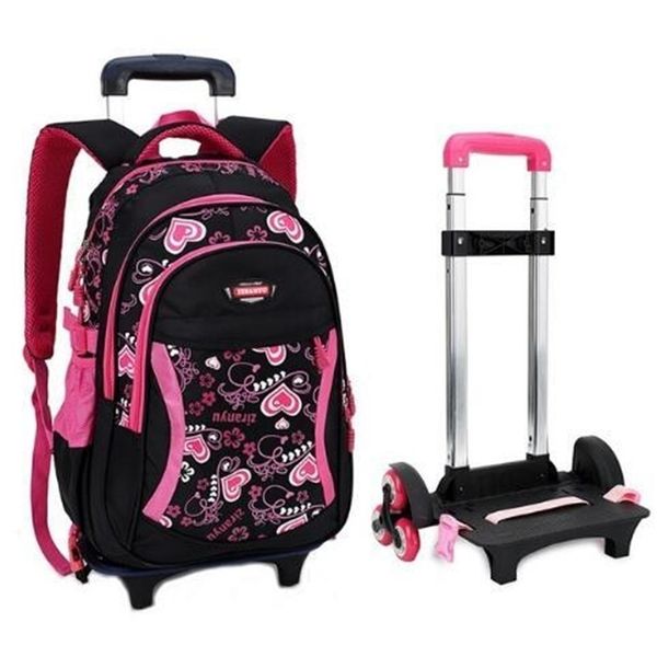 

kid's travel rolling luggage bag school trolley backpack girls backpack on wheels girl's trolley school wheeled backpacks child t2