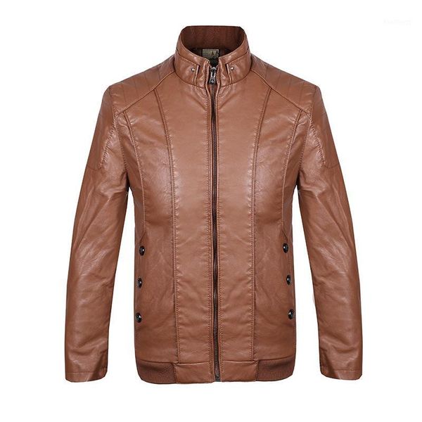 

2020 autumn fall new slim fit casual fashion stand collar pu faux leather jacket classic motorcycle brand mens jackets and coats1, Black