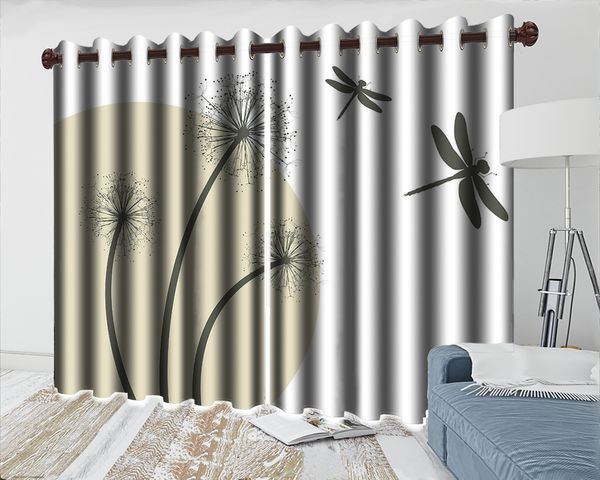 

3d summer curtain 3d beautiful bedroom curtain romantic dandelion dragonfly printing blackout 3d window curtain