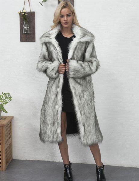 

x-long faux fur womens coats think square neck long sleeve woman jacket warm solid color plus size clothes with pockets1, Black