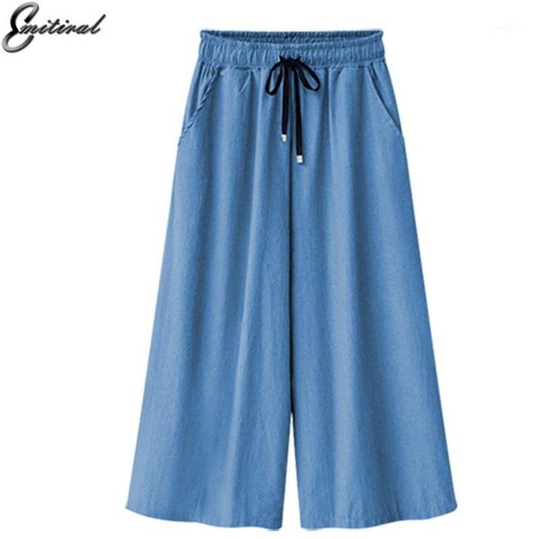 

2017 summer fashion women wide leg pants plus size xl- 5xl casual loose jeans denim pants elastic waist female trousers clothing1, Black;white