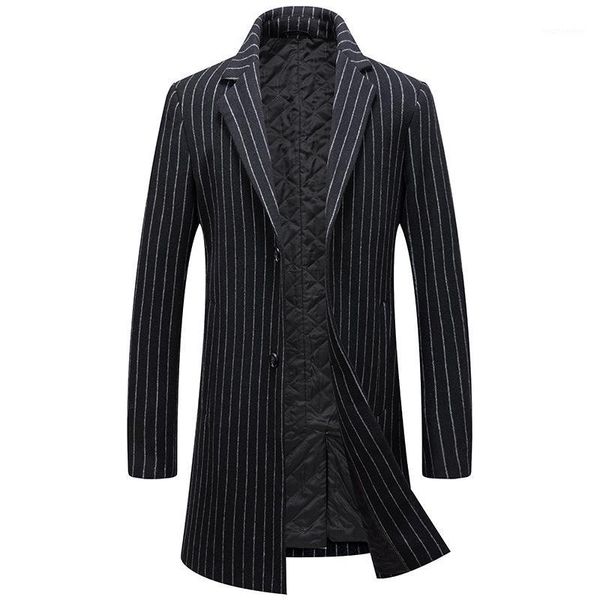 

new arrival winter men wool overcoat casual striped single breasted thick mens padded coat fashion warm size m l  2xl 3xl1, Black