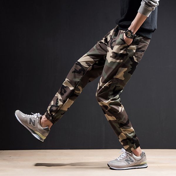 

european camouflage leggings large casual pants men's overalls, Black