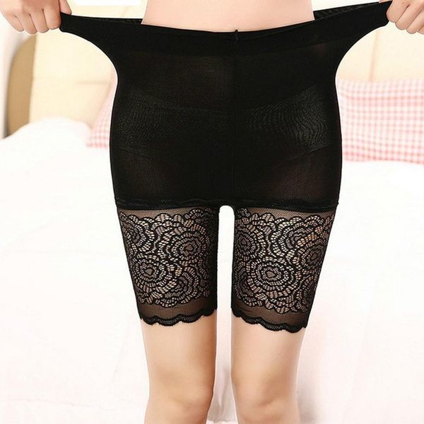 

fashion women summer safety short pants high waist elastic anti chafing lace shorts girl soft thin boxers underwear, White;black