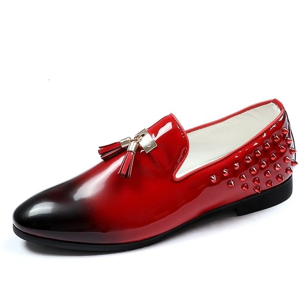 

sole cuddlyiipanda 2019 fashion punk sneakers men summer breathable wedding red male rivets tassels casual driving shoes, Black