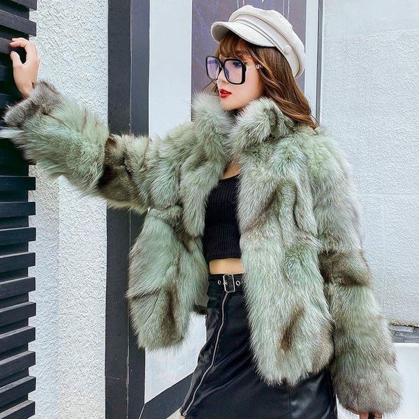 

2020 new fashion real fur women natural genuine fur jackets coats female short outerwear long sleeve parka coat q228, Black