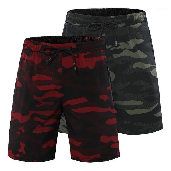 

running shorts 2021 men's camouflage elastic band sports zipper pocket quick drying fitness gym1, Black;blue
