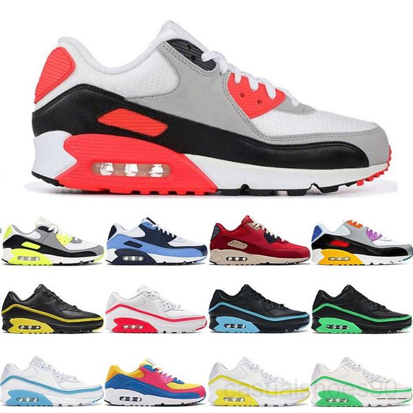 

men women classic 90 casual shoes sneakers shoes sports trainer cushion 90 mesh surface breathable sports shoes 40-45 without box ju9k, Black