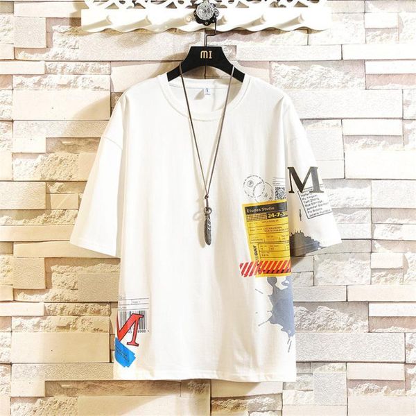 

fashion 2020 t shirt mens cotton print t-shirt hip hop harajuku patchwork short sleeve tshirts tee men clothing streetwear1, White;black