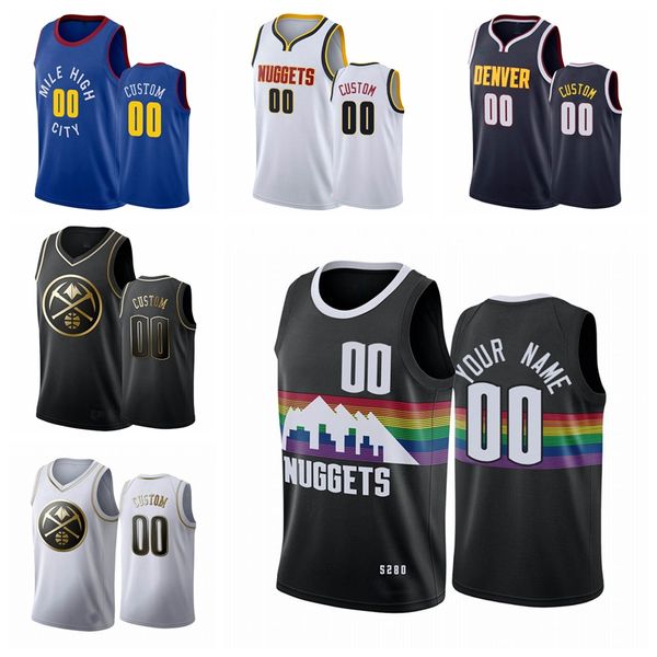 

денвер самородки men пользовательской ассоциация женщин молодежь 2019-20 города черный баскетбол джерси s-6xl, Black