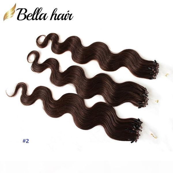 

brazilian virgin hair loop micro ring hair extensions body wave 20"24" #1#2#4 and blond loop hair weft 1g strand,100g pack bellaha, Black