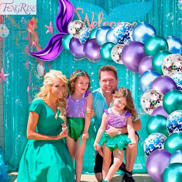 

fengrise metallic latex balloons tail theme little mermaid birthday party decorations kids wedding decor