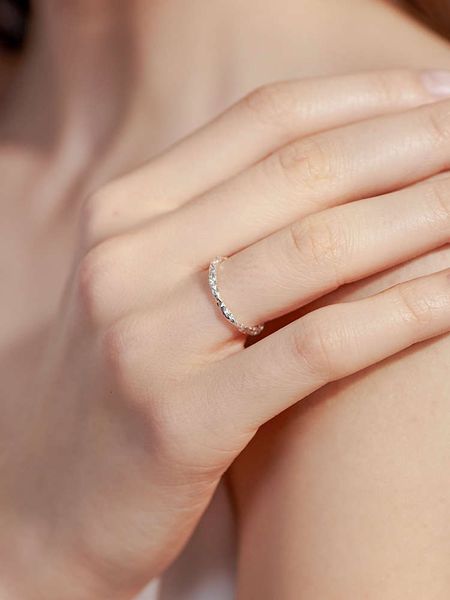 

lu people's tin foil feeling irregular sugar paper s925 sier ring adjust students' commuting accsori gift girl, Silver