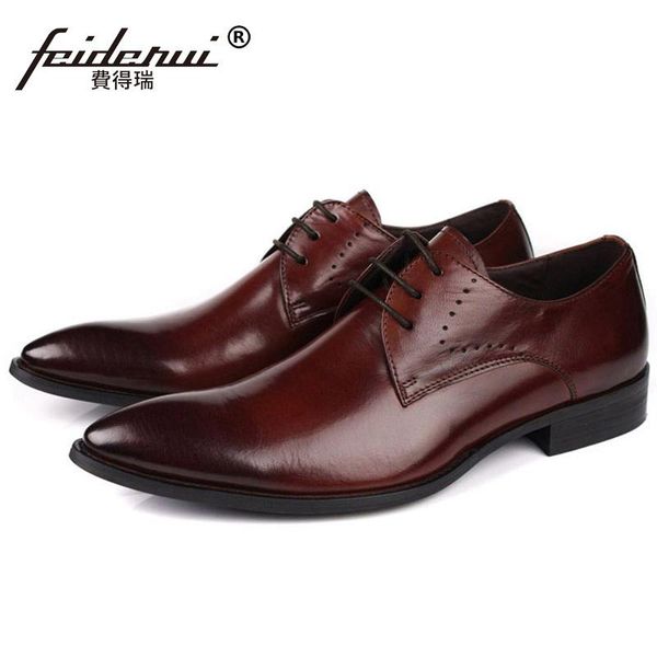 

italian handmade man derby formal dress party shoes genuine leather derby wedding oxfords pointed toe men's bridal flats sf11, Black