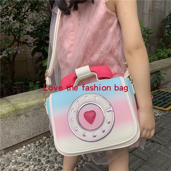 

new women's shoulder bag handbag cute girl funny phone design pink pu single messenger bag flip wallet
