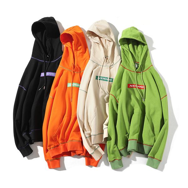 

e-baihui 2020 european and american men's printed sweater fashion hooded pullover sweater white bottom japanese loose aw020-p35, Black
