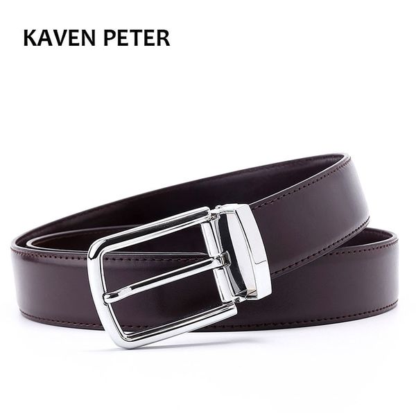 

men's formal leather belt waist metal pin buckle with clip belts silver color buckle for men belts solid pattern black brown t200511