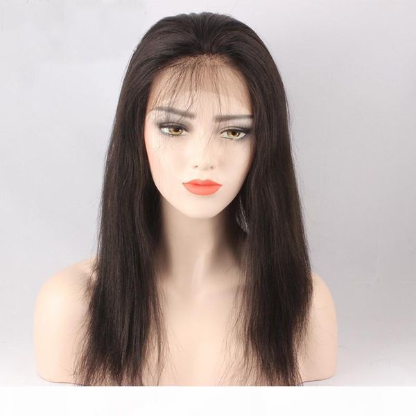 

z&f 100% human hair lace wigs nature black color long straight full lace wig 24 inch hand made, Black;brown