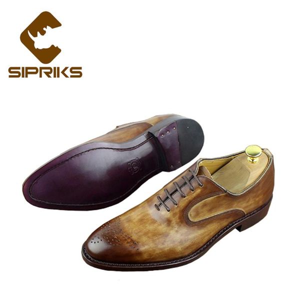 

sipriks мужские коричневые полуботинки италии на заказ blake фальцовые обувь кожа подошва туфли мужские свадьбы патины кожаные квартир, Black