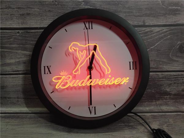 

0e133 budweiser exotic dancer stripper bar app rgb led neon light signs wall clock1