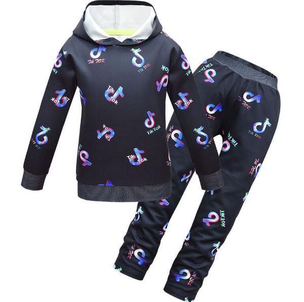

tik tok set for big boy girl tracksuit clothes autumn winter tiktok kid hooded print sweatshirt+pant 2pc sport suit 12 year, White