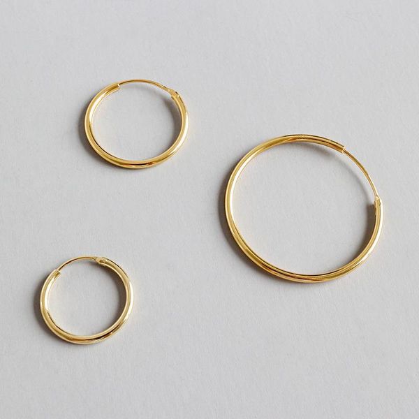 

charm golden circle earrings 100% 925 sterling silver jewelry fashion hypoallergenic hoop for women gift
