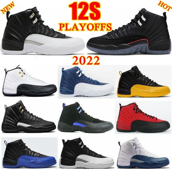 2022 12S Playoffs Utility Grind Scarpe da basket 25th Anniversary Mens 12 Scarpe da ginnastica Triple Nero Palestra Rosso Grigio scuro Bianco Francese Blu Gamma Scarpe da ginnastica sportive Eur 47 US 13