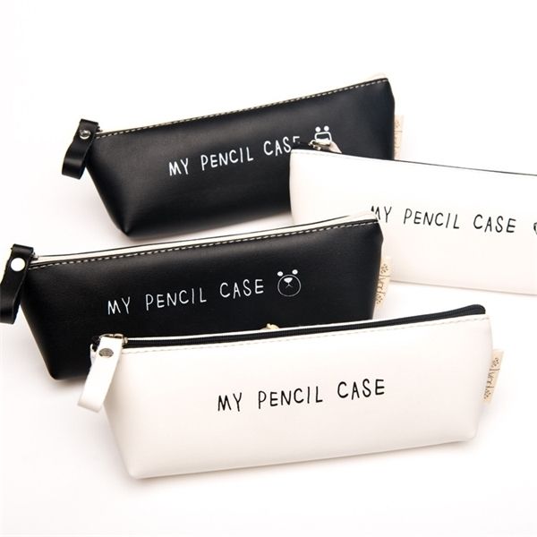 

lovely classical black white bags my bag waterproof pu leather storage cosmetic pencil case
