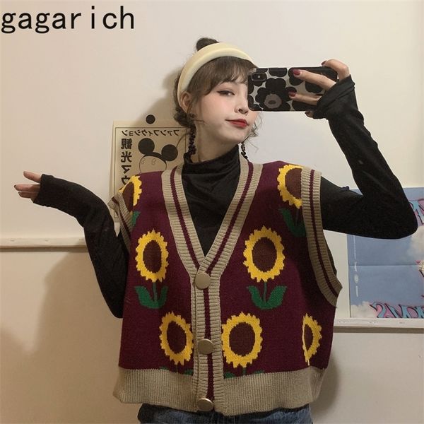 Gagarich maglione gilet donna primavera autunno nuovo stile allentato scollo a V senza maniche top lavorato a maglia carino retrò ragazza serbatoi Cacual 201214