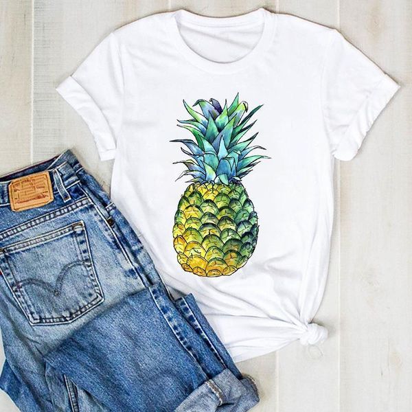 

women pineapple tumblr kawaii plaid 90s sweet beach ladies summer t tee tshirt womens female shirt clothes graphic t-shirt, White
