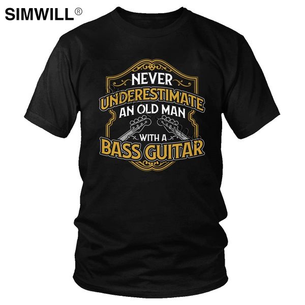 

sport mens never underestimate an old man with a bass guitar tshirt rock musician tee short sleeves pure cotton summer t shirt