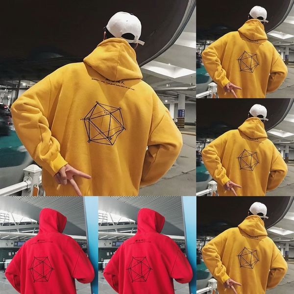 

autumn and winter new men's coat sweaterembroidered sweatersweater korean plush hoodie hip hop embroidery fashion brand ins coat studen, Black