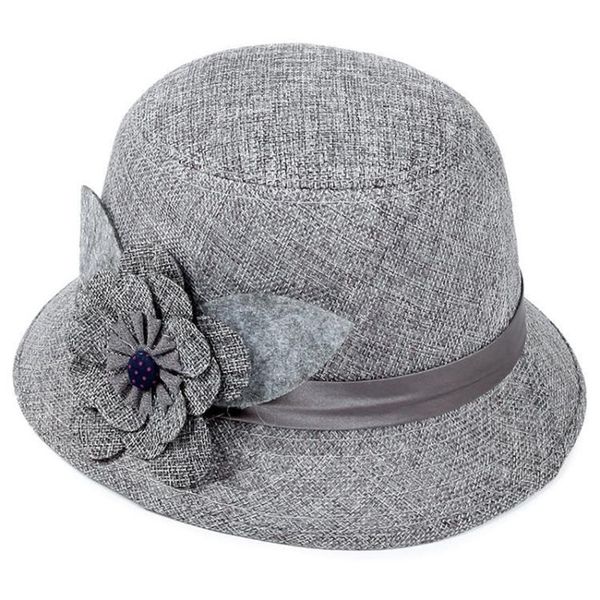 

elegant fedoras women linen sunshade hat vintage flax flower bowler billycock cap bowknot fedoras cotton church bucket hat 11.2